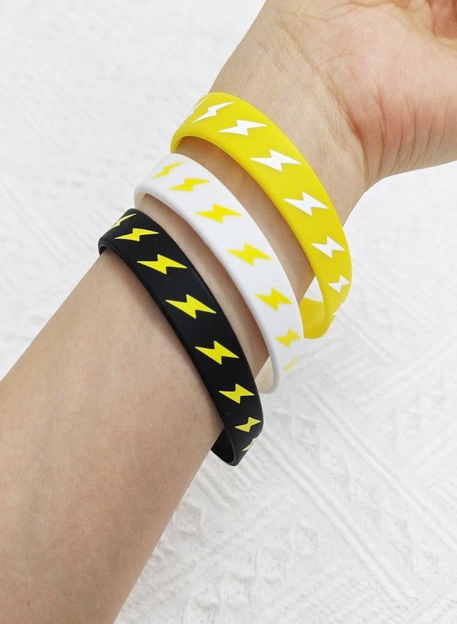 PIBIPAID 48 Lightning bolt Rubber Bracelets Silicone Wristbands for Flash Weather Birthday Gender reveal Baby shower Party Favors Supplies Decorations Favors - Image 3